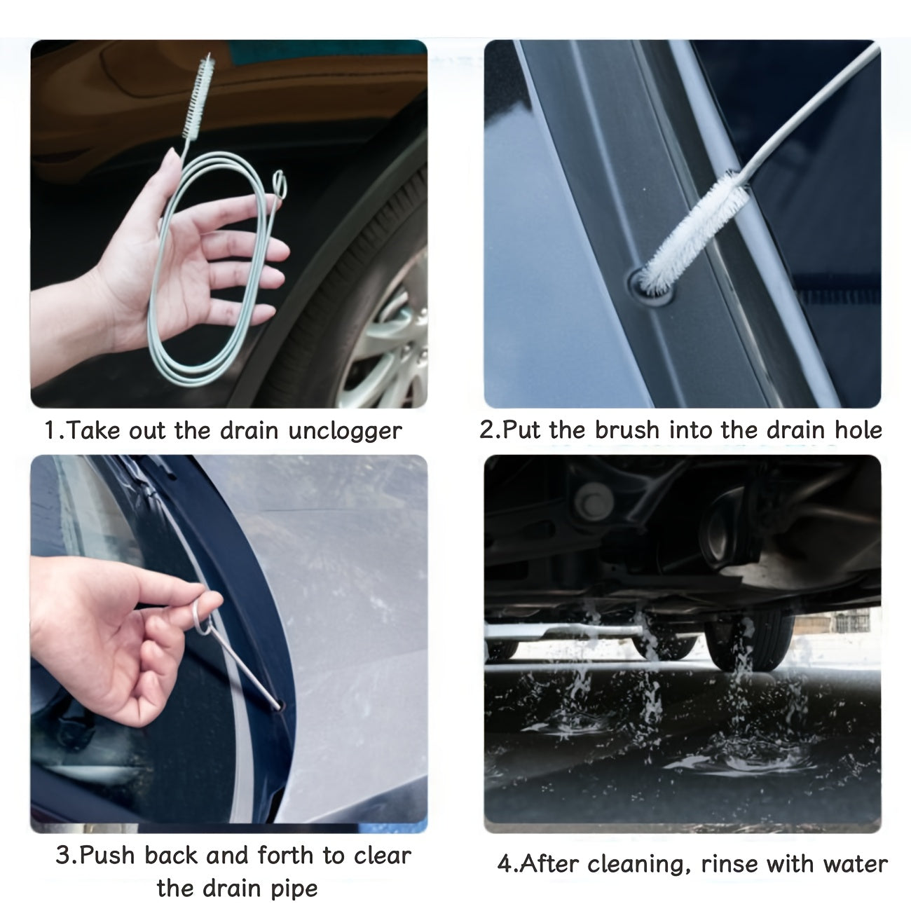 Stainless Steel Car Sunroof Drain Clog Remover Tool Flexible Wire Cleaner