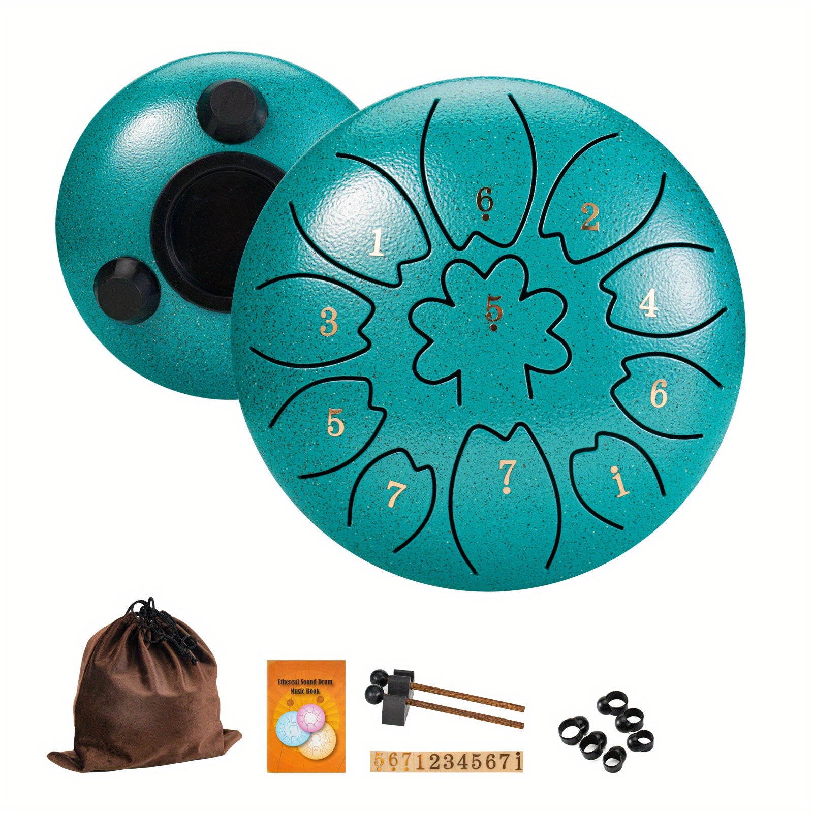 6 dyuymli po'lat tilimli baraban C katta bilan sumka, kalitlar va musiqa kitobi bilan meditatsiya, yoga va musiqa ta'limi uchun