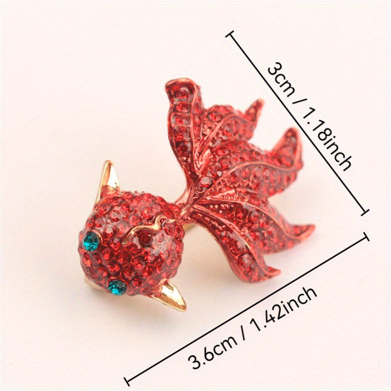 Fish Brooch with Rhinestones, Stylish Jewelry for Clothes, Purses, Hats