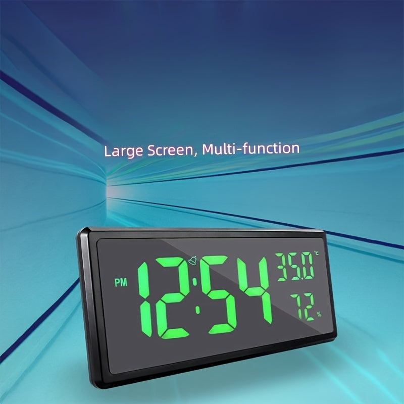 Large Wall Clock with LED Digital Display and Hanging Stand for Room Decor