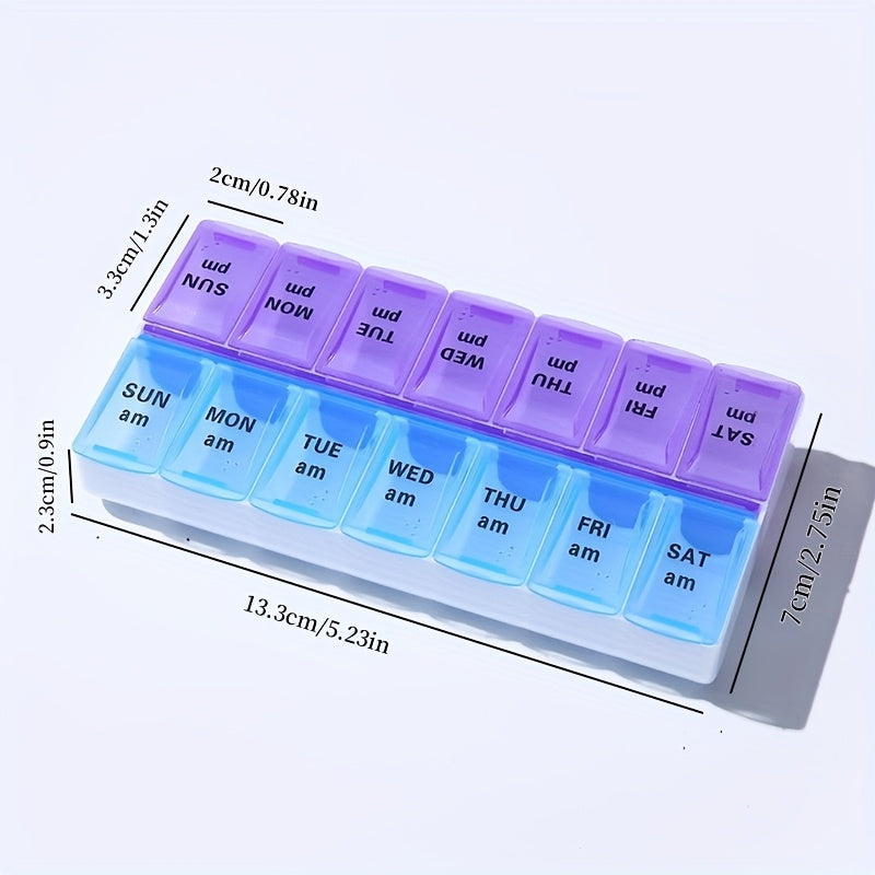 Large Capacity 7-Day Pill Organizer with Double-Row Design Portable Medicine Box