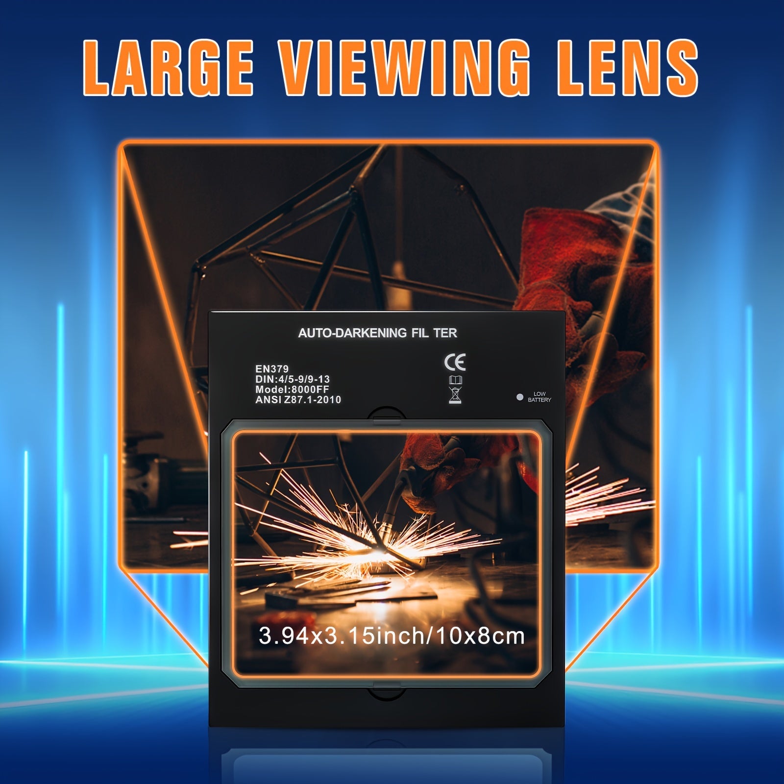 Men's Auto Darkening Welding Helmet with True Color Technology Solar Powered Large Viewing Area