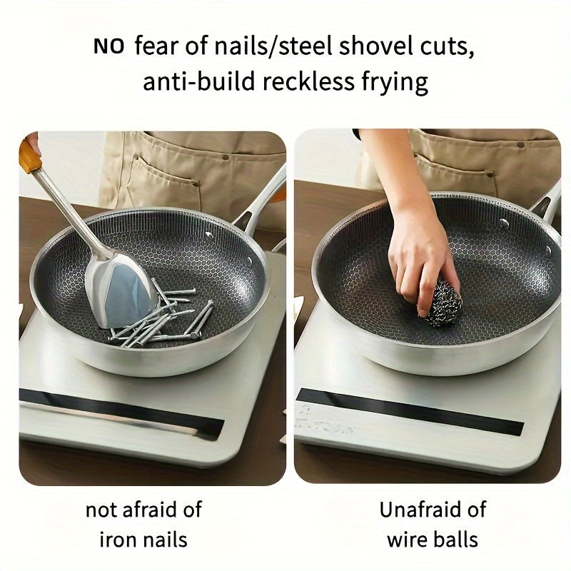 Stainless Steel Skillet with Honeycomb Design for Kitchen and Outdoor Cooking