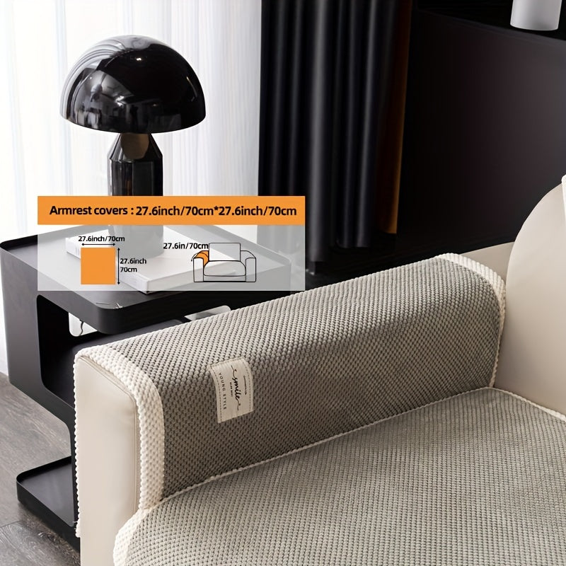 Hozirgi zamonaviy plush divan qopqog'i, barcha fasllar uchun korduroy chekkali