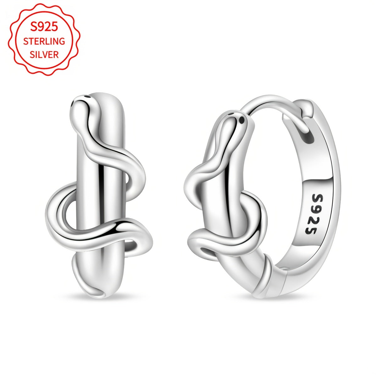 Sterling Silver Snake Earrings for Women 4g Jewelry Gift Party Wear