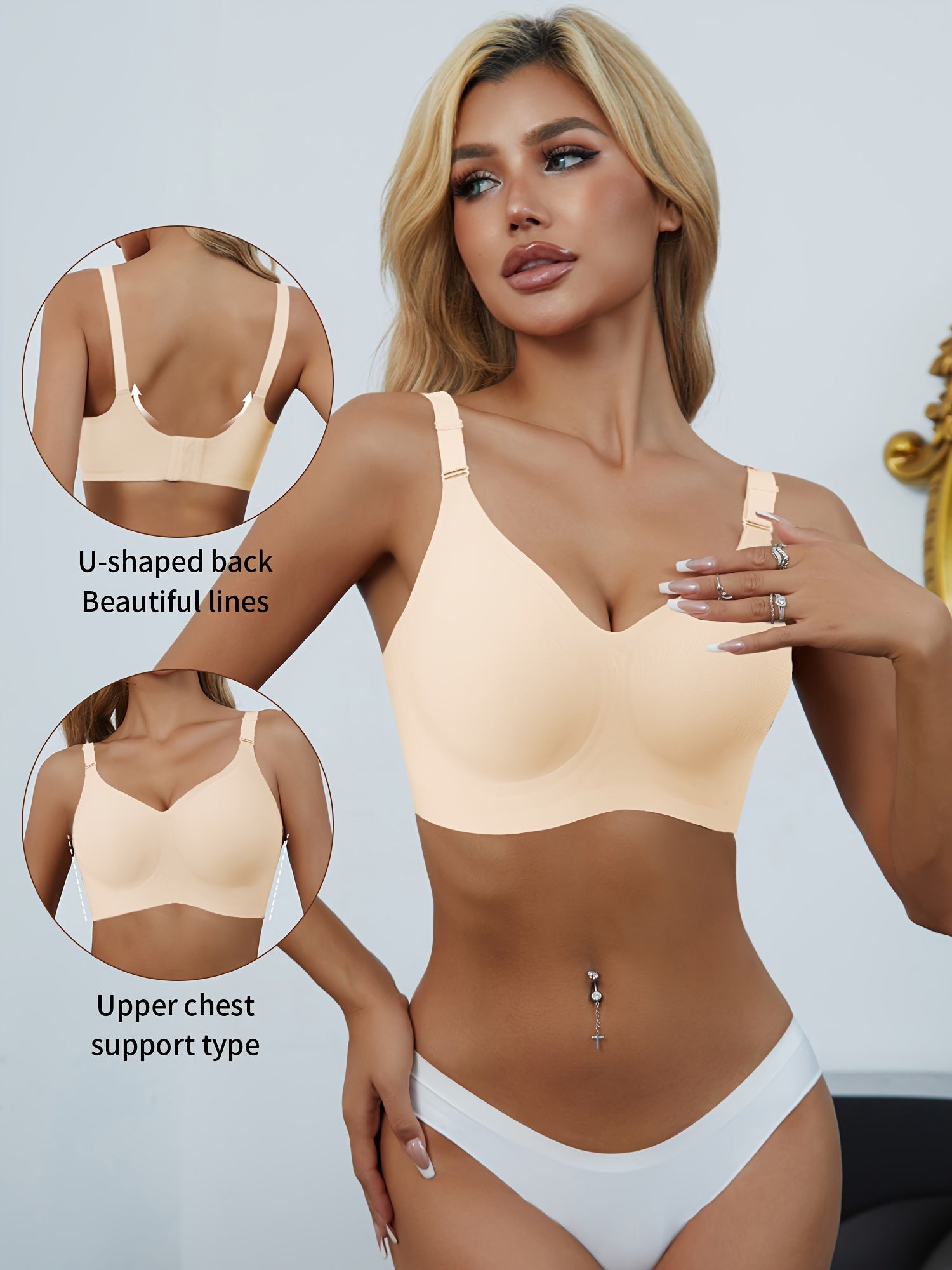 Women's Wireless Cami Bra with Push-Up Support Seamless Lingerie