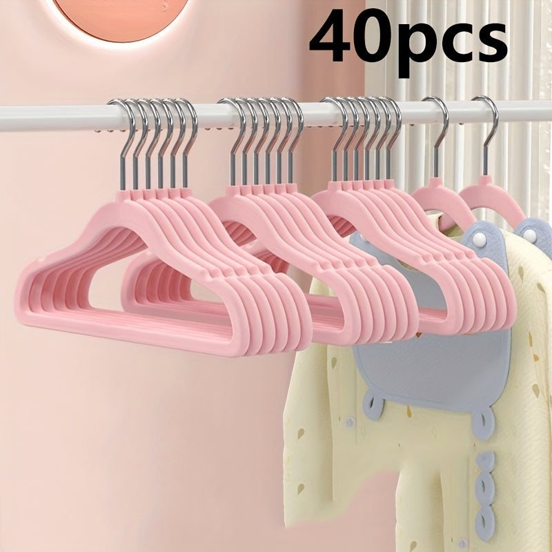Children's Velvet Hangers Set with Non-Slip Felt and Black Hooks, Space-Saving Flocking Hangers