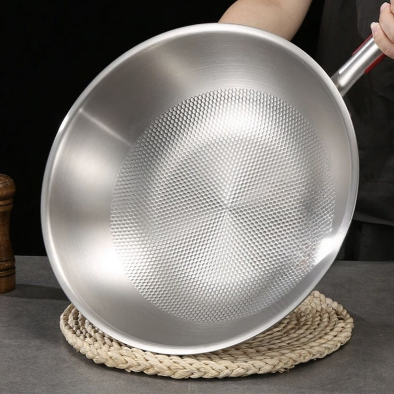 Oshxona zaruriyati: Qopqoq bilan yopishqoq bo'lmagan qovurish panasi, 304 zanglamas po'latdan tayyorlangan, gaz va induksion pishirish uchun mos, tozalash oson.