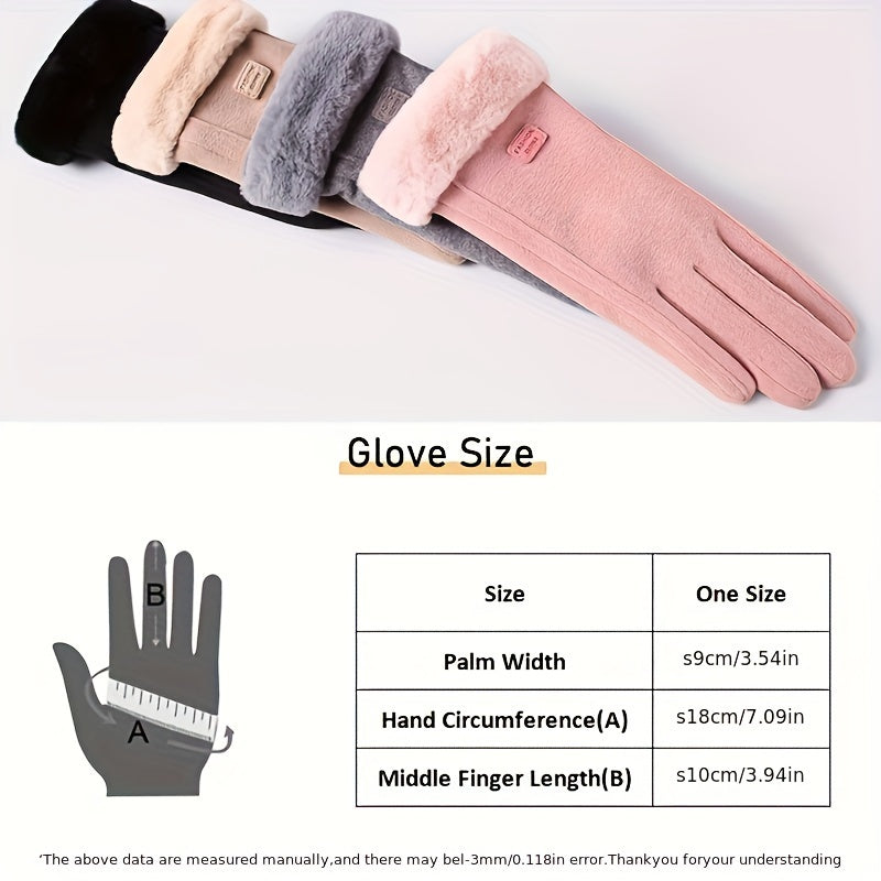 Women's Winter Gloves Touchscreen Compatible Elastic Polyester Warm Lining Split Finger