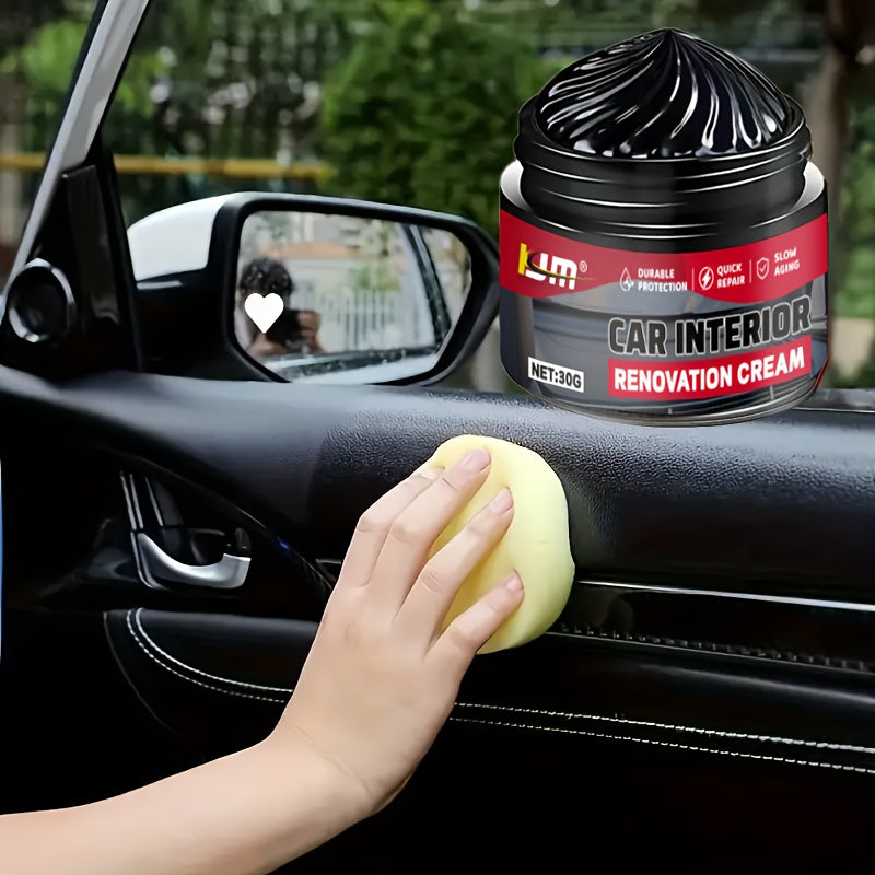 Cuidado de interiores de coche universal en negro brillo, pulimento de 2oz, recubrimiento de plástico ABS, cera para tablero