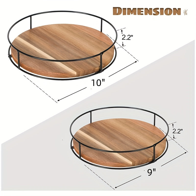 Aylanuvchi ziravorlar qattiq joylashtiruvchi akasiya yog'ochi metall oshxona saqlash javoni