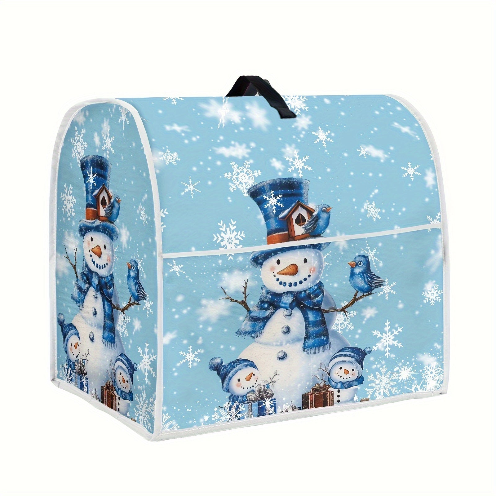 Christmas Snowman Print Stand Mixer Cover Dustproof Kitchen Accessory with Front Pocket