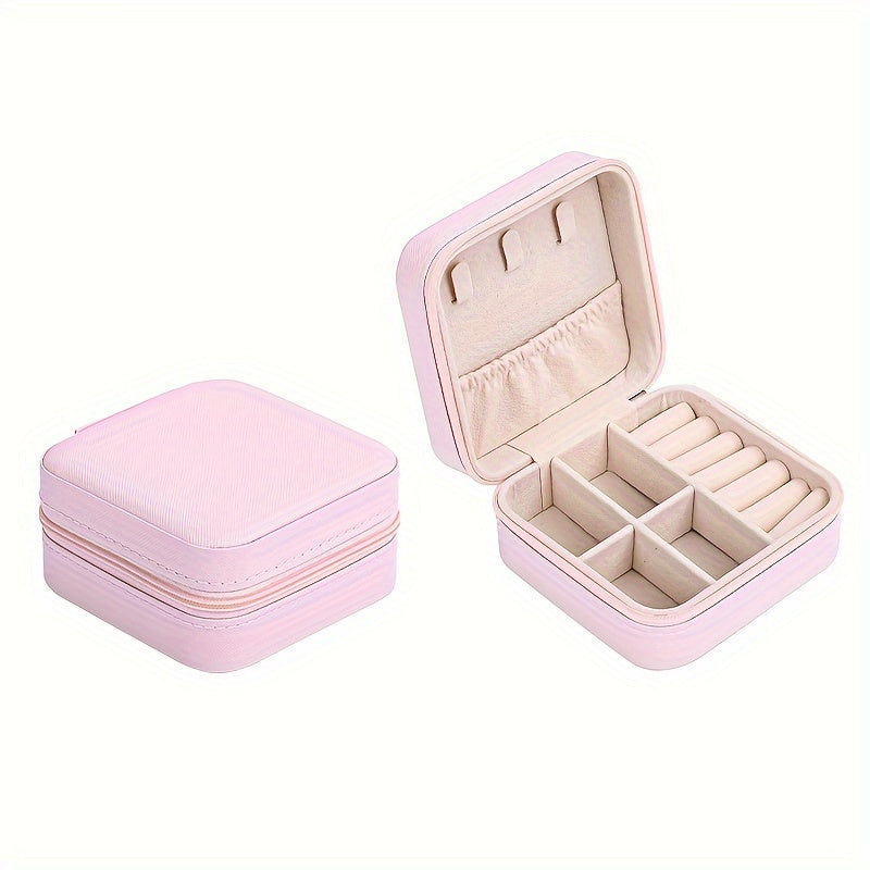 Mini Jewelry Organizer Box with Zipper for Travel Storage of Earrings and Necklaces