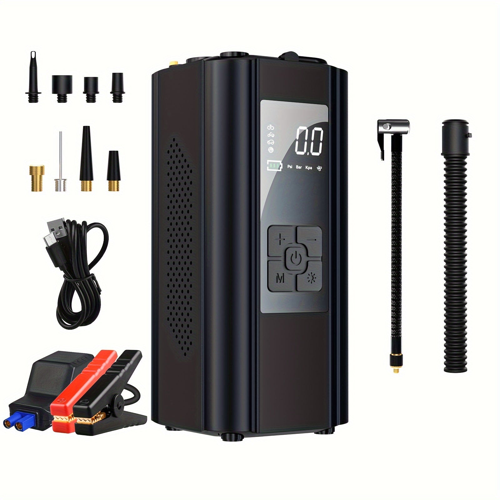 Portable 12V Air Compressor and Jump Starter with 10000mAh Power Bank