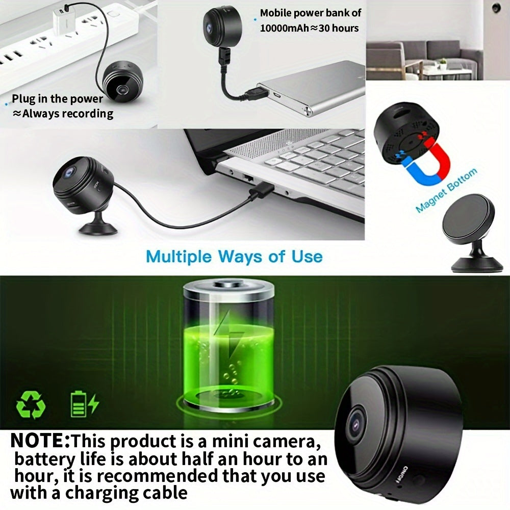 Wireless Mini Surveillance Camera 2.4Ghz Wifi Indoor Outdoor Battery Powered with Mobile Remote Viewing