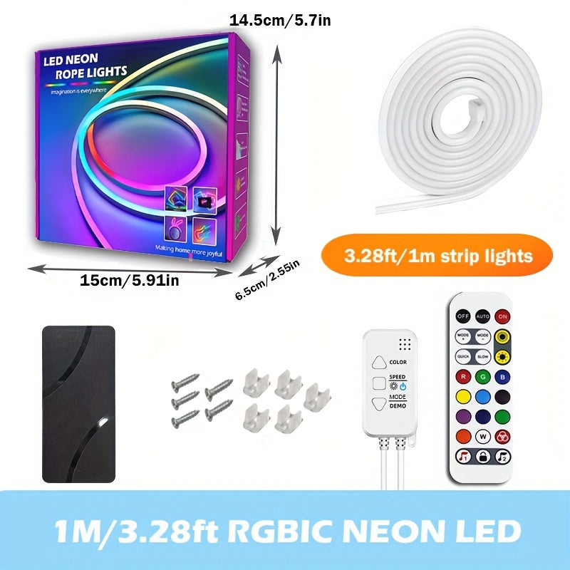 RGBIC Neon LED Strip Lights 1M-10M Wi-Fi Music Sync Voice Control Space Theme
