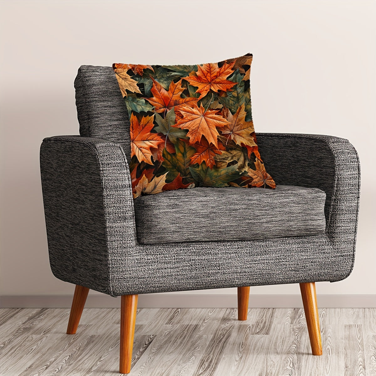 Autumn Pumpkin Sunflower Maple Leaf Pillow Cover Single-Sided Print Polyester Zip Closure for Sofa Bedroom Decor