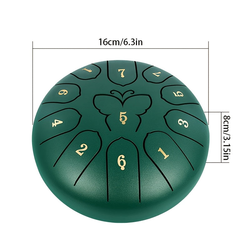 Steel Tongue Drum 11 Notes Carbon Steel for Sound Healing Meditation with Carry Bag and Accessories
