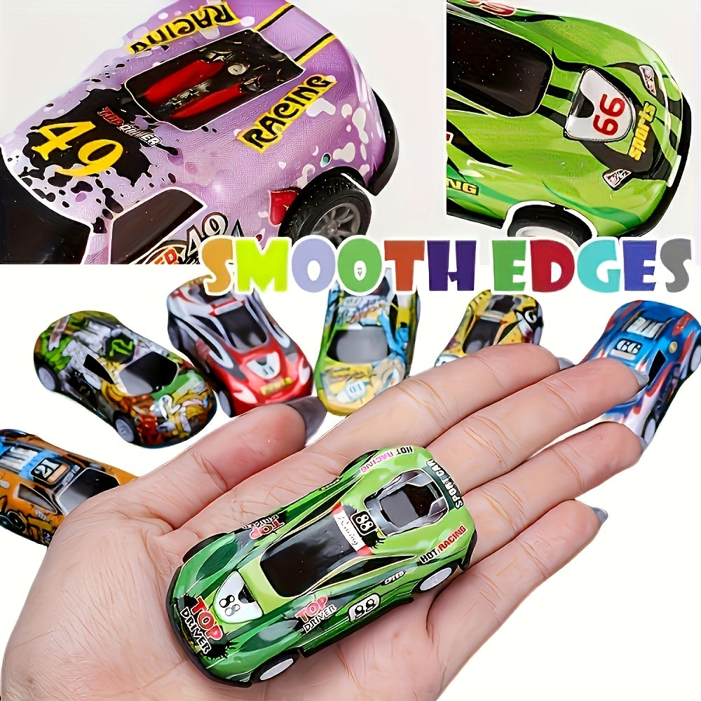 Set of 50 Friction-Powered Die-Cast Mini Rally Cars in Storage Box for Kids and Home Decor