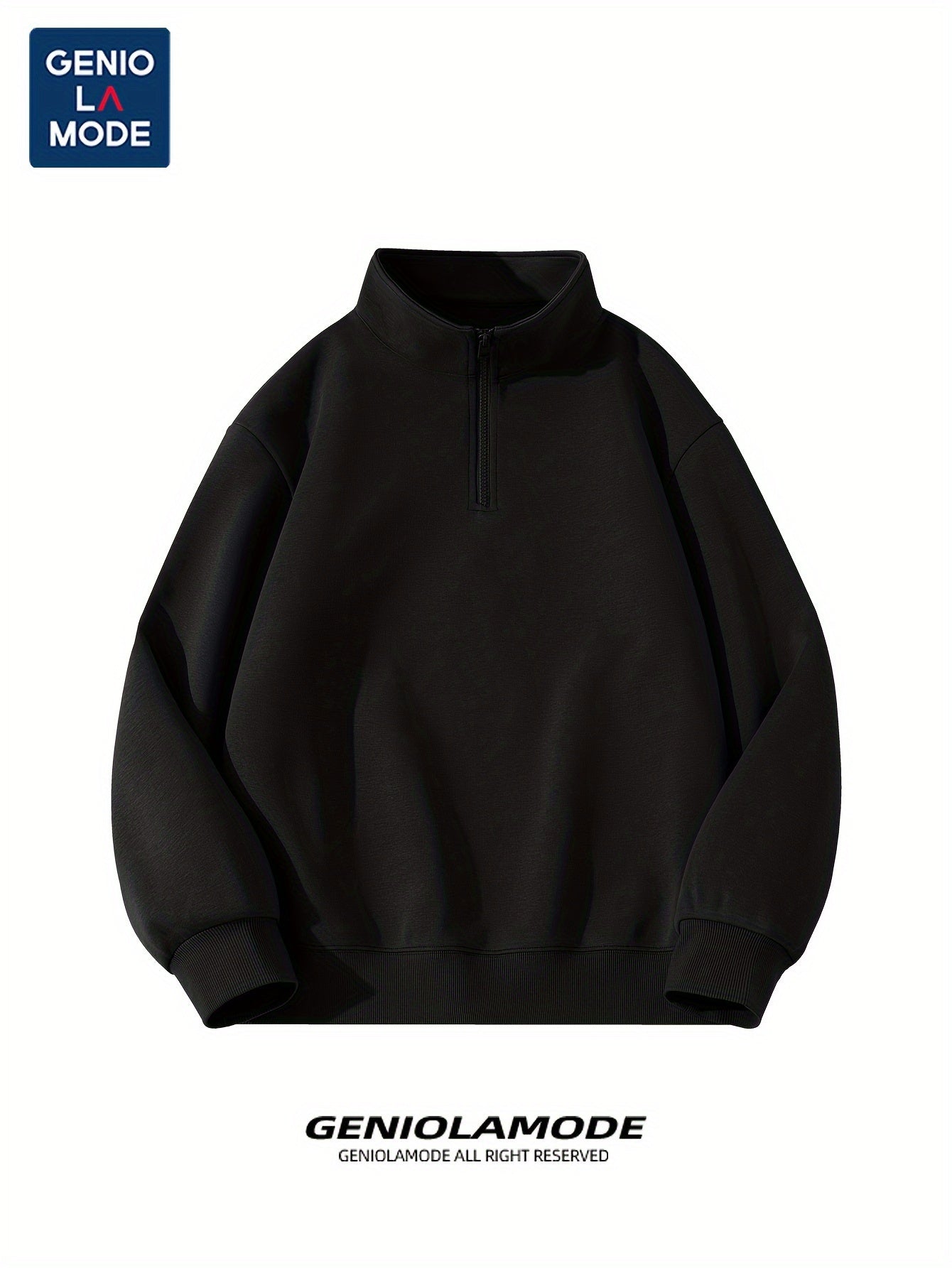 Men's Solid Color Knit Cotton Long Sleeve Half-Zip Pullover Sweatshirt Regular Fit