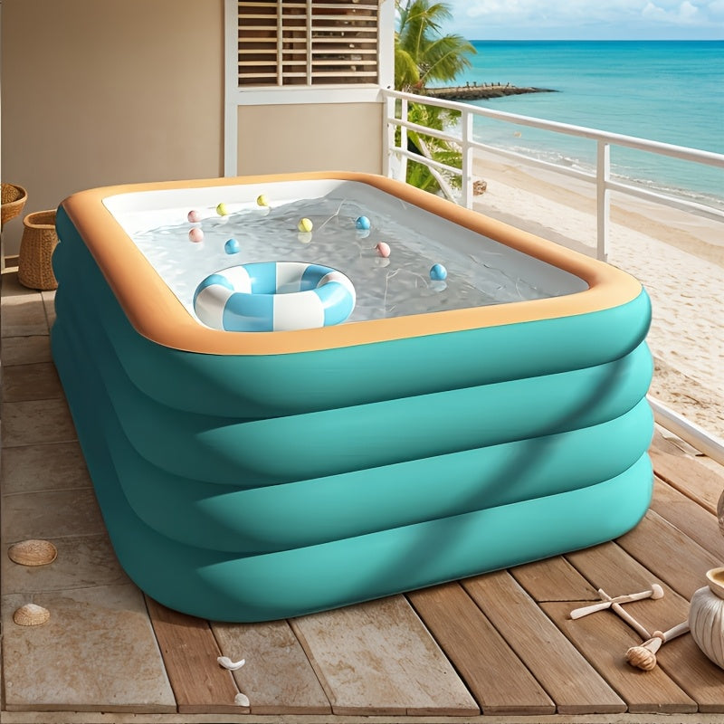 Inflatable Pool for Adults 3m x 2.5m Reinforced Green and Orange Water Park Design