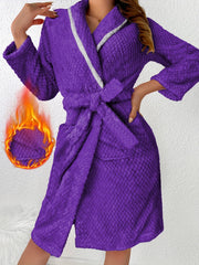 bata larga de franela para mujer talla grande con forro de felpa, ropa de dormir acogedora para otoño e invierno