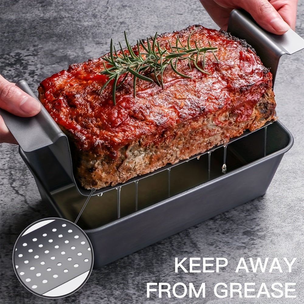 Meat Pie Pan with Drainage Tray Non-Stick Meatloaf Pan Bread Pan Set