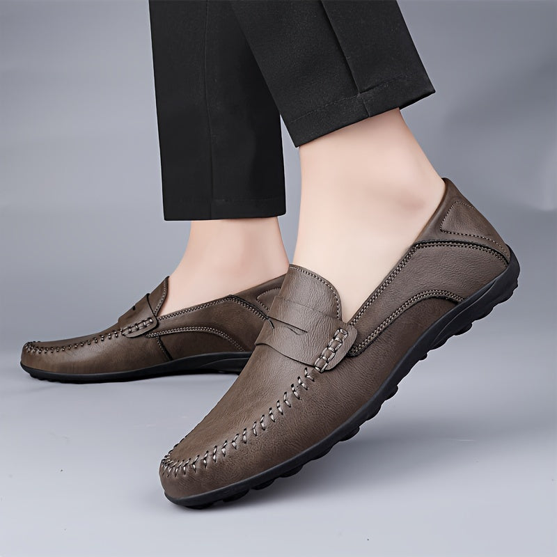 Мужские лоферы однотонные повседневные на резиновой подошве для весны и лета