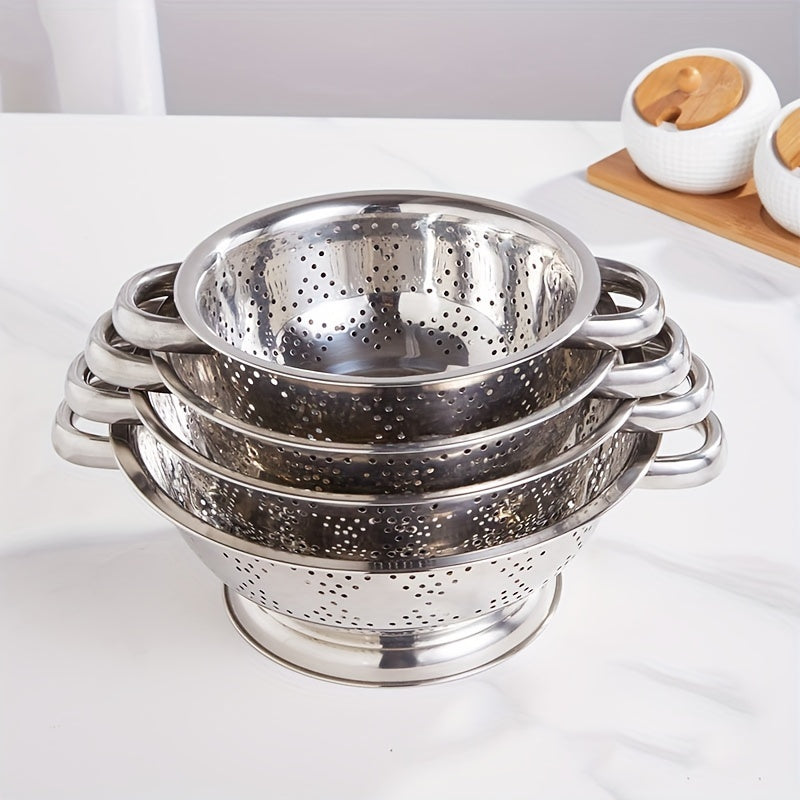 Stainless Steel Kitchen Colander with Handles for Washing and Draining Vegetables Fruits Pasta
