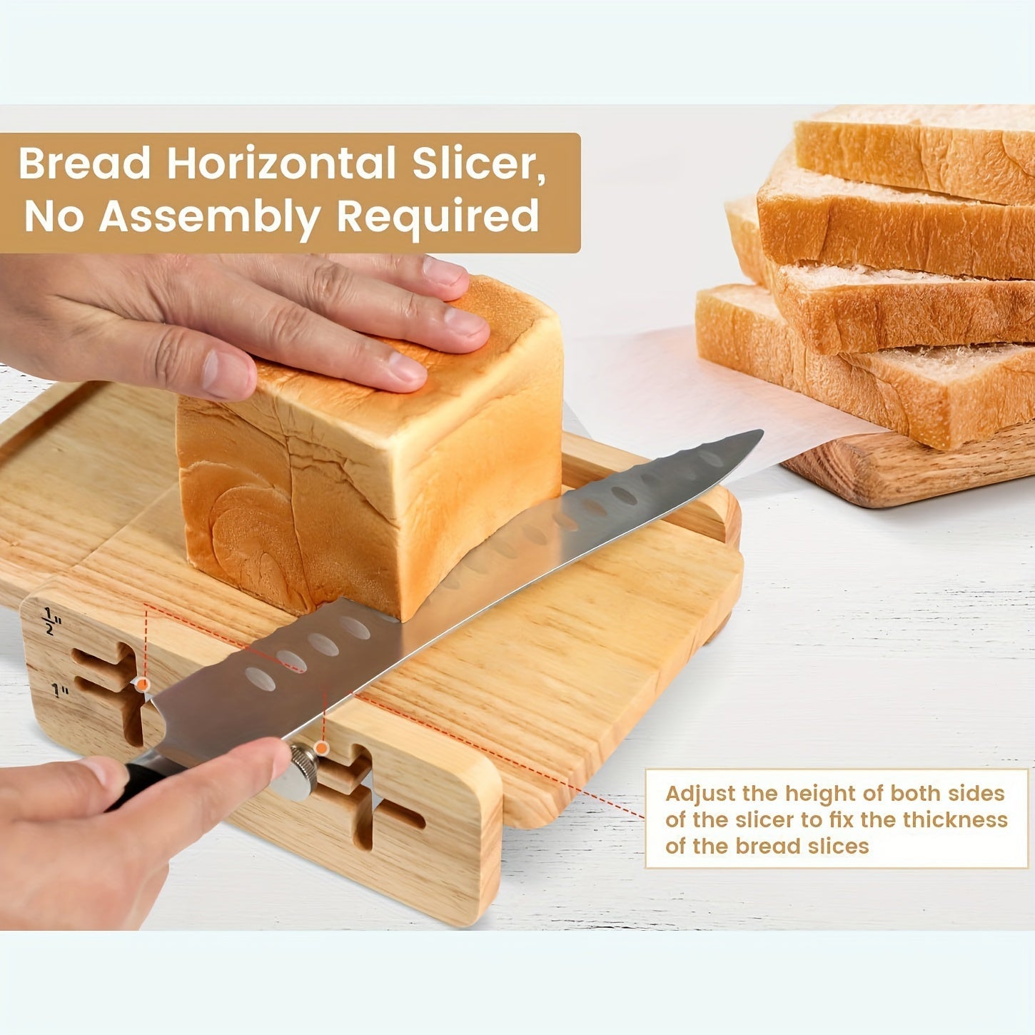 Yog'ochdan yasalgan ko'p funksiyali non kesish asbobi - Uy va restoran uchun ajoyib, ichki saqlash bilan qulay oshxona non kesgichi, pishirishni sevuvchilar uchun ideal