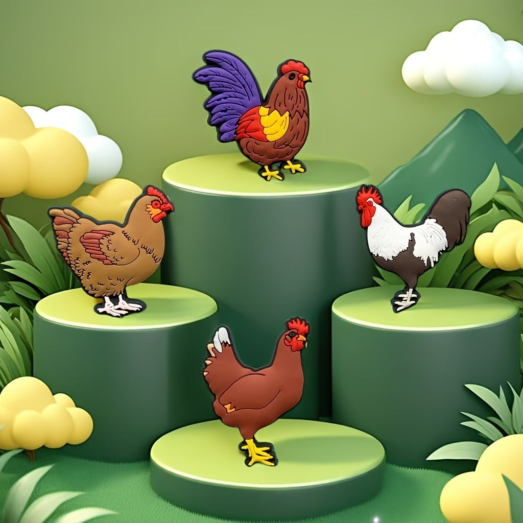 10Pcs Cartoon Chicken Shoe Charms Colorful PVC Shoe Accessories for Teens Adults