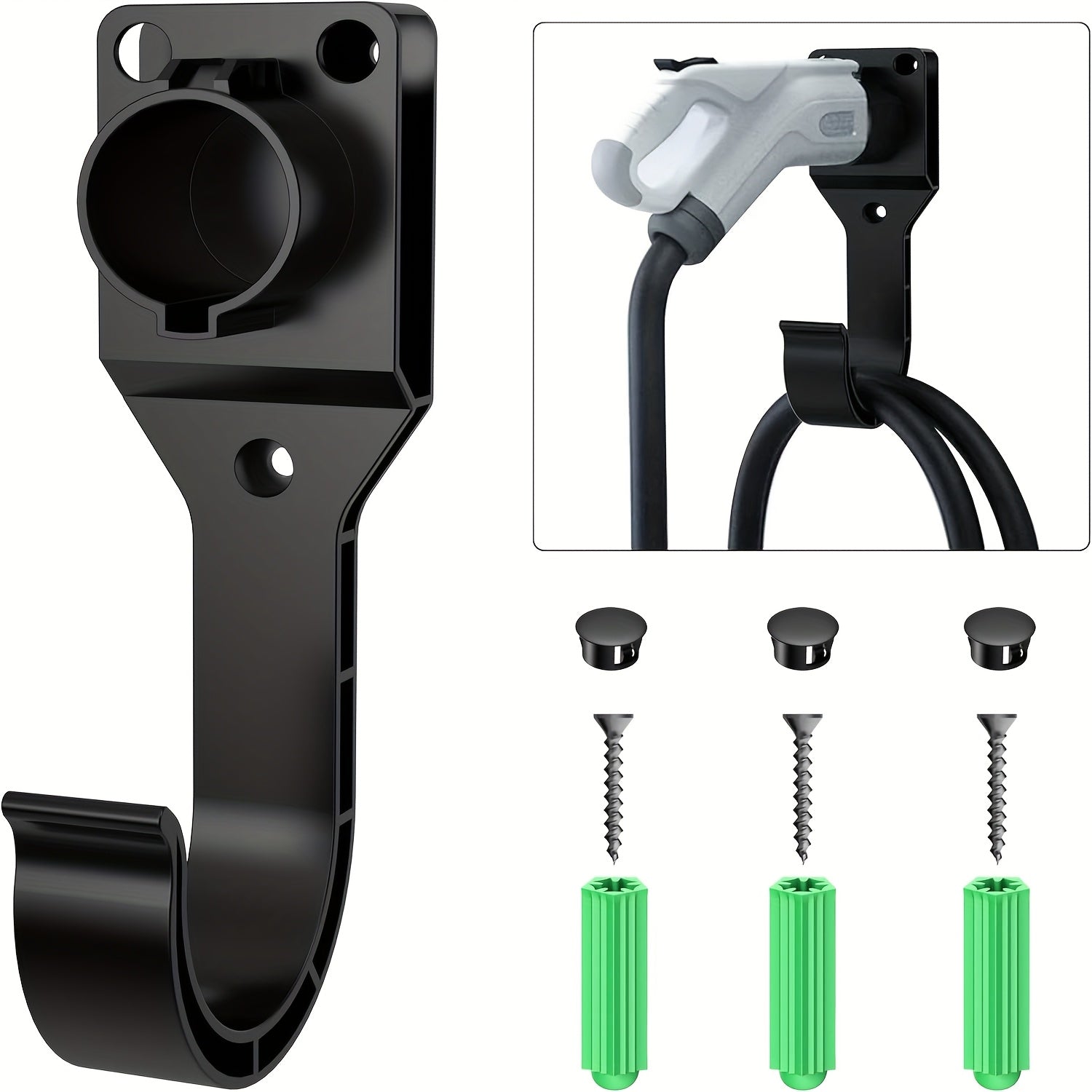 Electric Car Charger Holder Wall Mount Organizer for SAE J1772 Cords