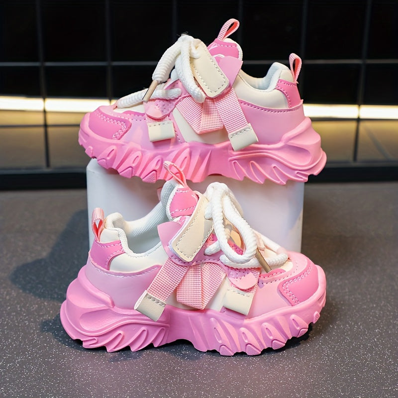 Girls' Casual Low Top Platform Sneakers Microfiber Synthetic Leather Non-Slip Durable All-Season