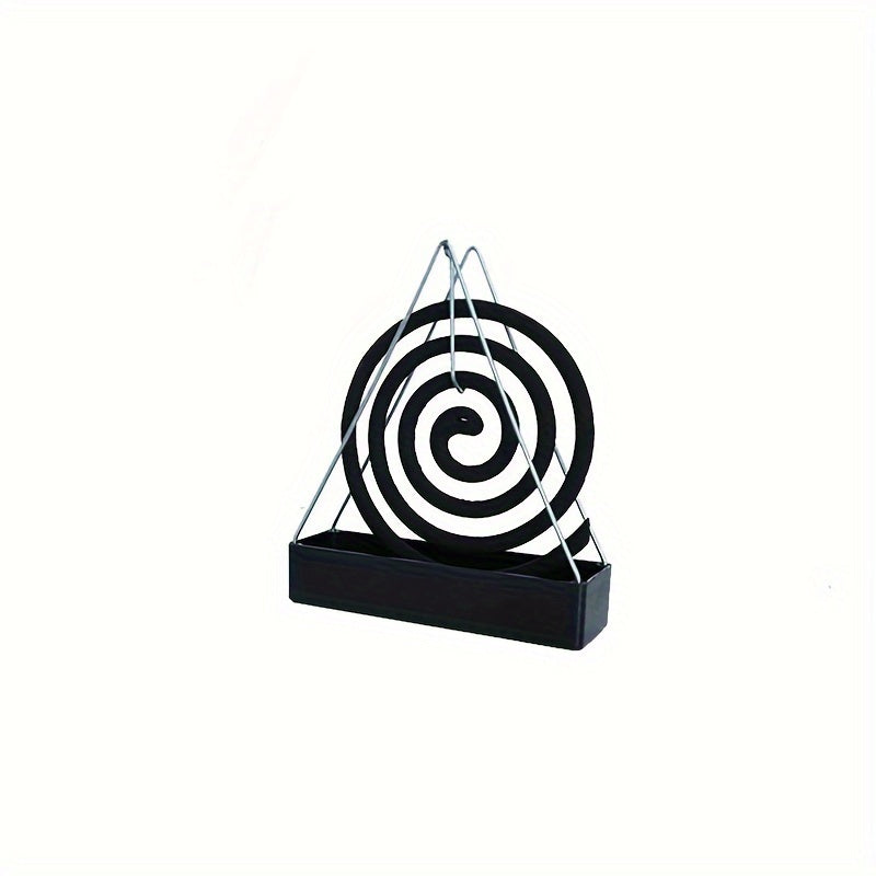 Triangle Iron Mosquito Coil Holder with Plastic Tray Indoor Outdoor Incense Burner