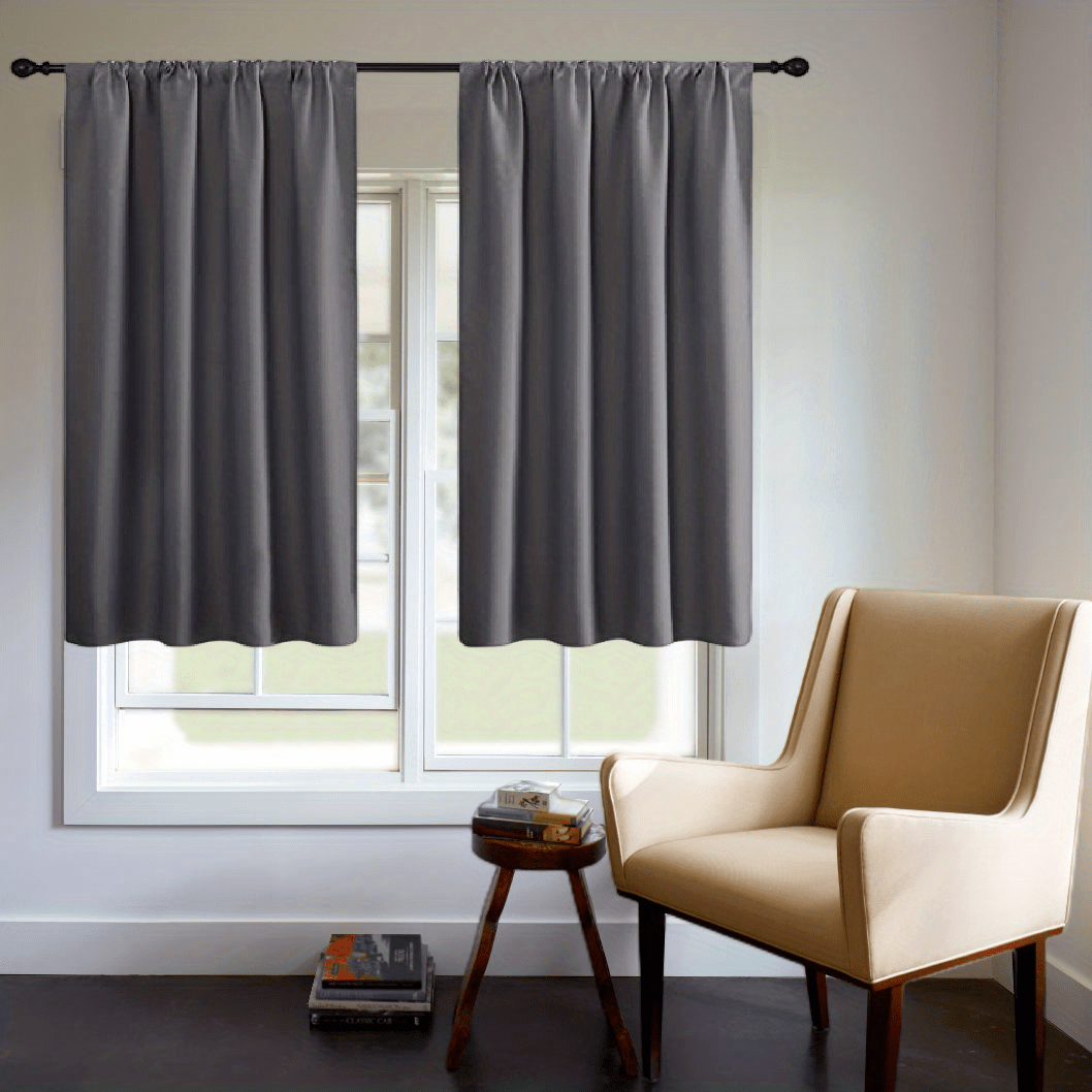 Blackout Curtain Panel Thick Rod Pocket Light Blocking Insulation Bedroom 200g