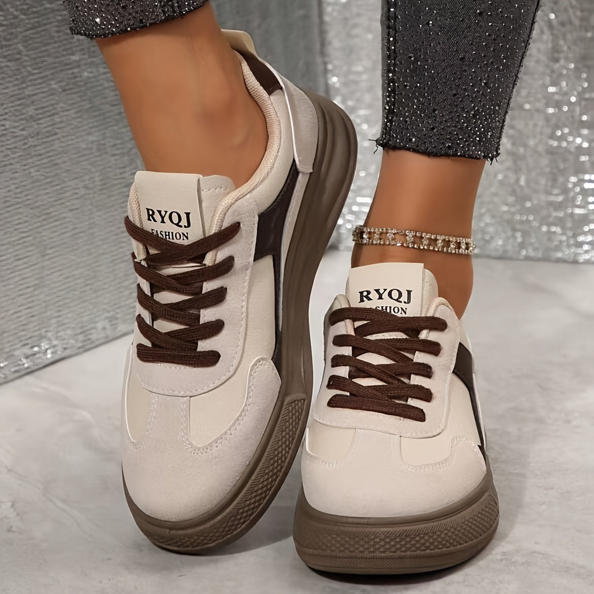 Zapatillas casuales de lona de bajo perfil para mujer con cordones, color sólido, para todas las estaciones, suela de goma