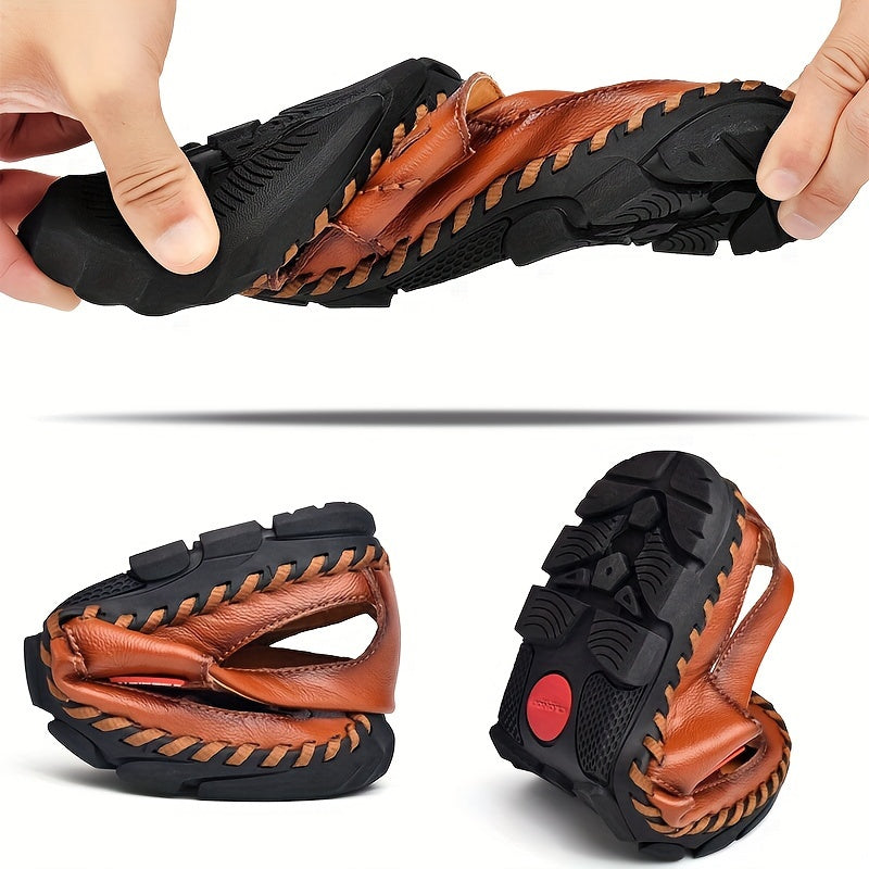 Ikki qatlamli sigir terisi va kauchuk pastki qismiga ega qo'l mehnati bilan tayyorlangan erkaklar poyafzallari, tikilgan, yopishtirilmagan, nafas oladigan va zamonaviy dizayn.