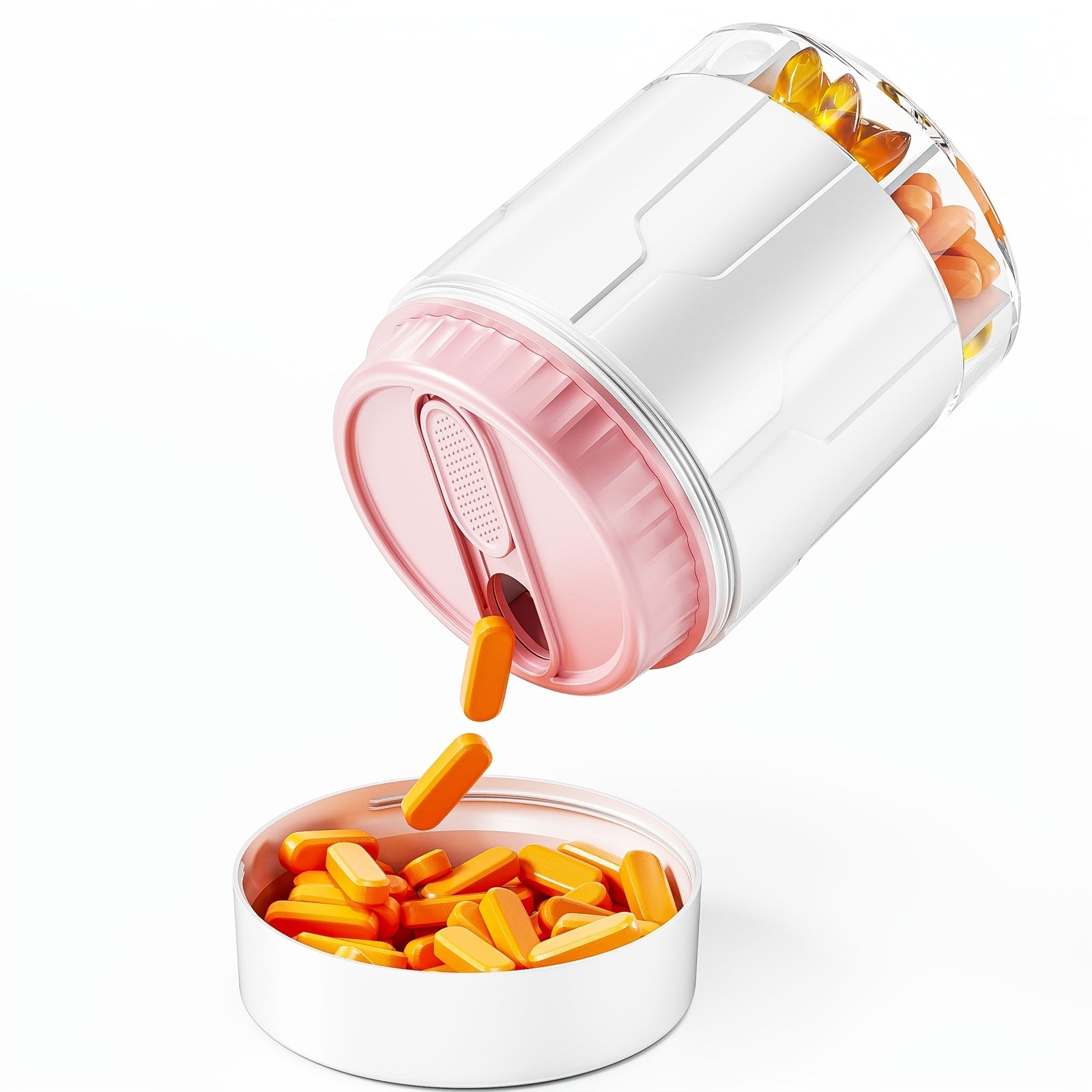 Large Pill Organizer Dispenser for Adults with 7 Compartments Travel Medication Box