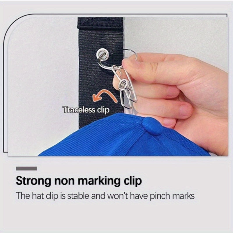 Stainless Steel Hat Rack with 8 Clips for Baseball Caps, Rotates, Set of 2