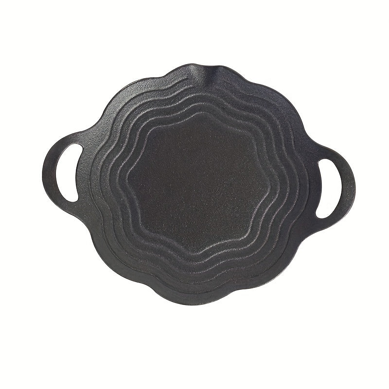 Round Cast Iron Grill Pan for Outdoor Camping & BBQ