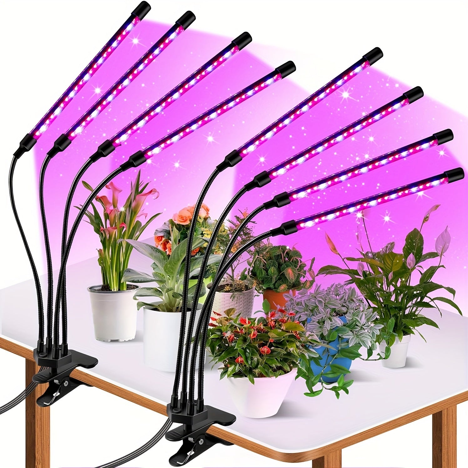 Red and Blue LED Plant Grow Light with USB, Adjustable 1-5 Heads for Indoor Plants and Greenhouse