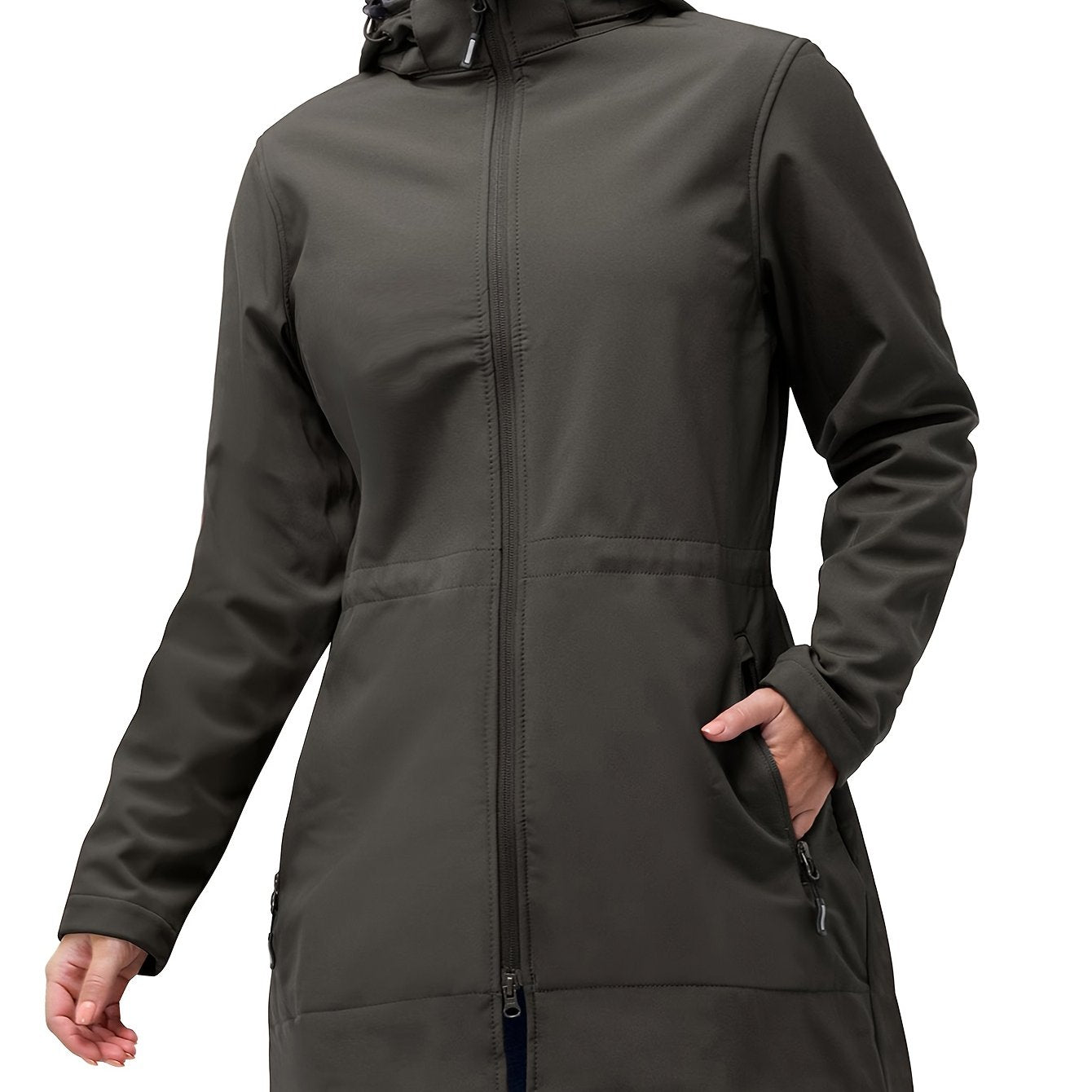 Women's Waterproof Softshell Jacket Hooded Fleece Lined Windproof Solid Color Fall Winter