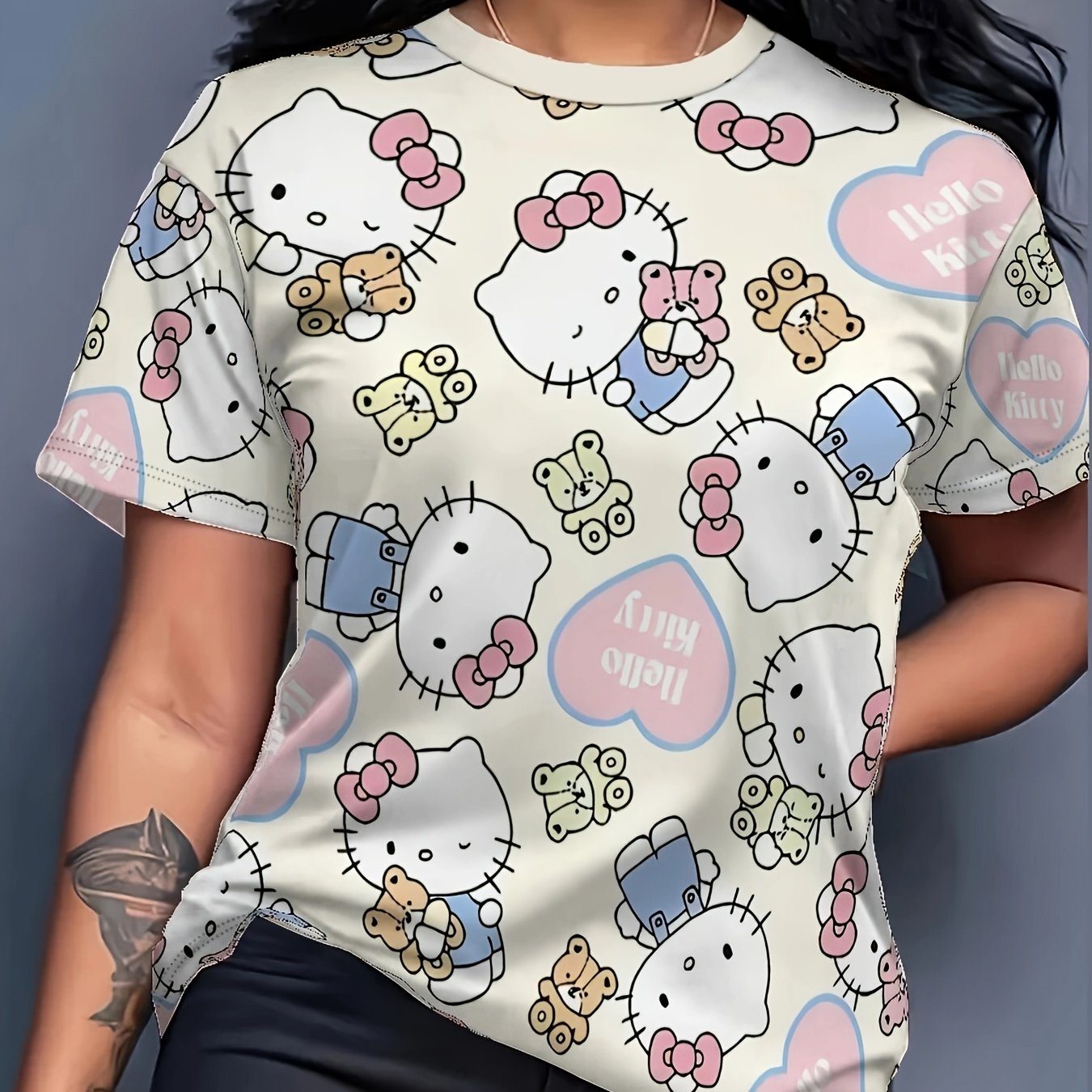 Plus Size Women's Cotton Graphic T-Shirt Short Sleeve Casual Top