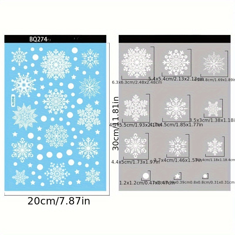 Double-Sided Christmas Decals for Windows Winter Holiday Decor Snowflake Clings