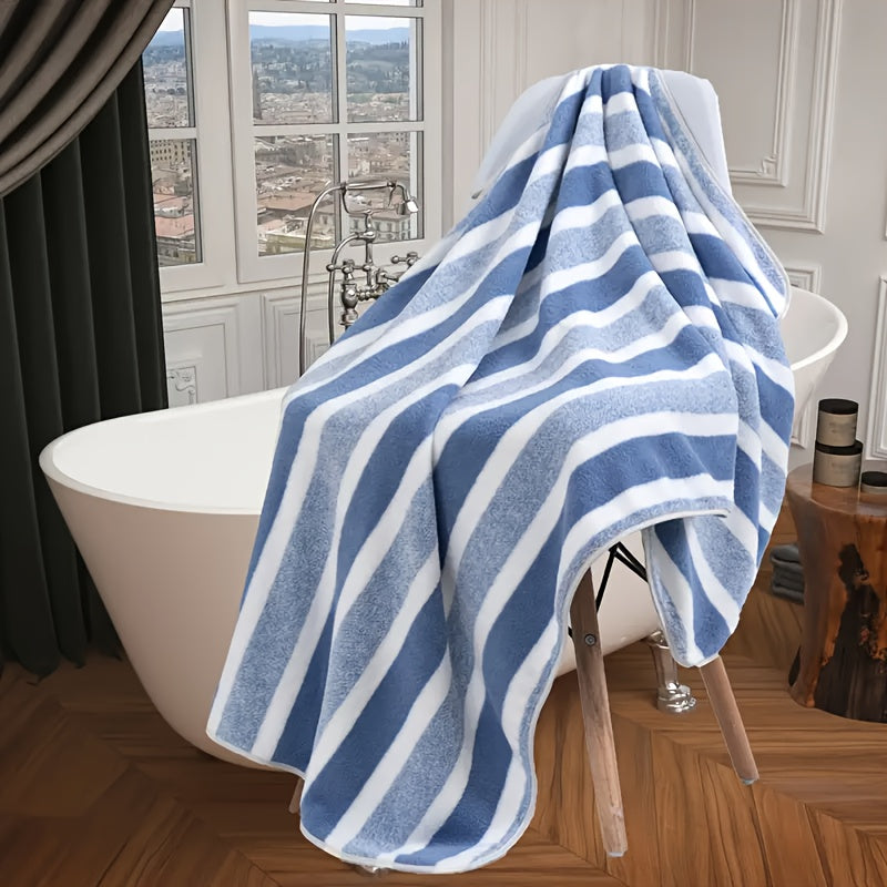 Toalla de poliéster de secado rápido, suave, de color beige claro con rayas para autocaravana, baño, hogar