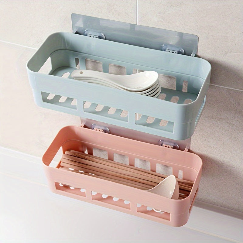 Durable Plastic Bathroom Shelf Wall Mount Self-Adhesive Storage Organizer