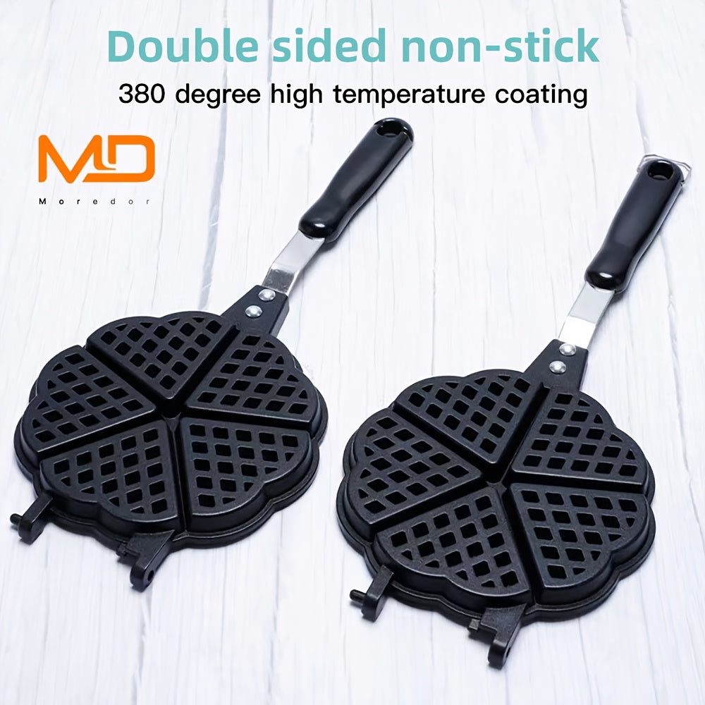 6 dyuymli yurak shaklidagi yopishqoq bo'lmagan vafli tayyorlagich, Belgiya vafli uchun teng issiqlik bilan