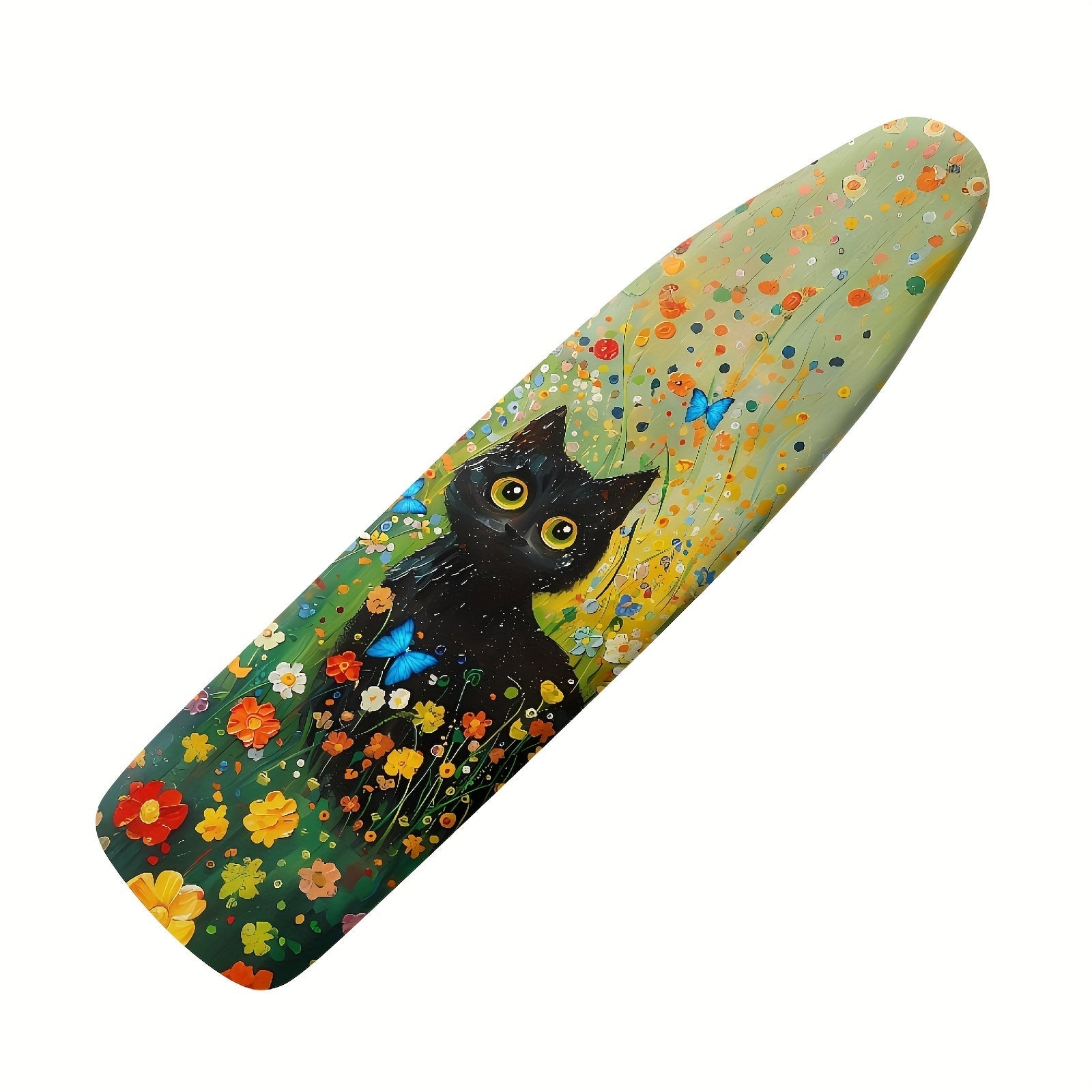 Ironing Board Cover with Elastic Edge Black Cat Floral Print Standard Size Dust-Proof Protector