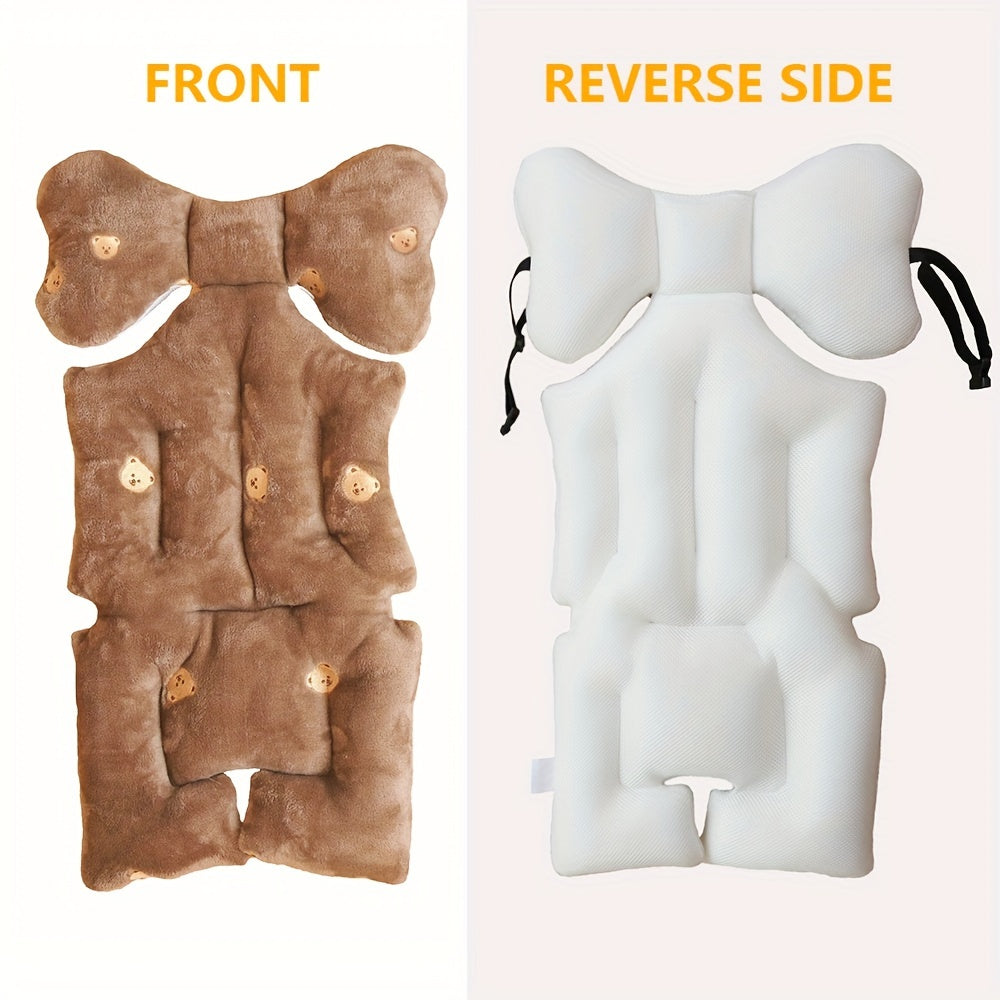 Almohadilla para asiento de cochecito infantil, suave y acogedora, con bordado, lavable a máquina, comodidad durante todo el año