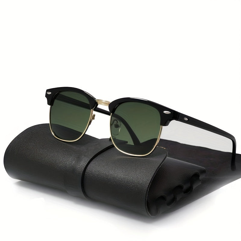 Luxury Semi-Rimless Retro Fashion Glasses for Men and Women Iron Alloy Frame AC Lenses